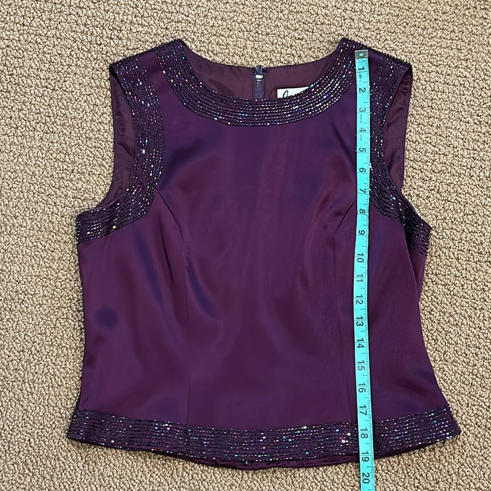 Jovani Vintage Purple Silk Beaded 3 piece Wedding Mother Dress Suit size 10 - Picture 12 of 17